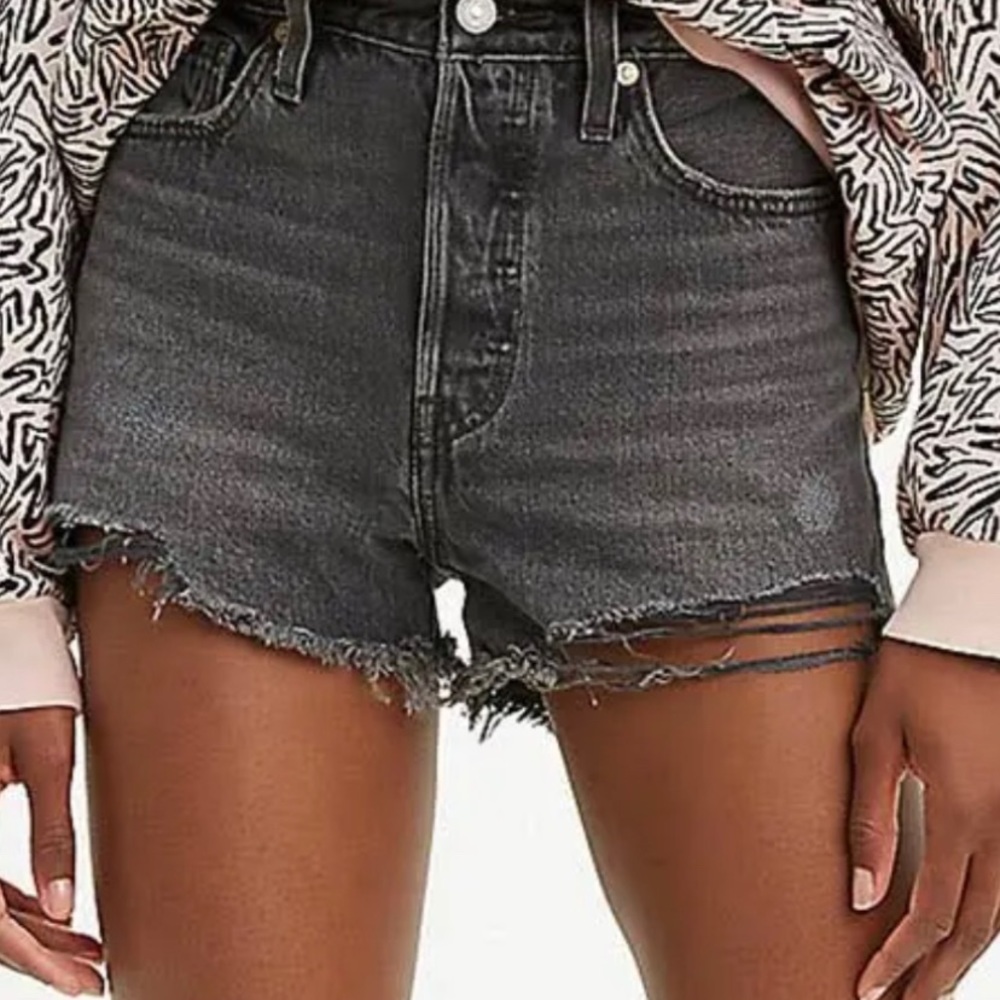 Levi's Premium 501 Original Womens Dark Gray Denim High Rise Cotton Shorts Sz 30